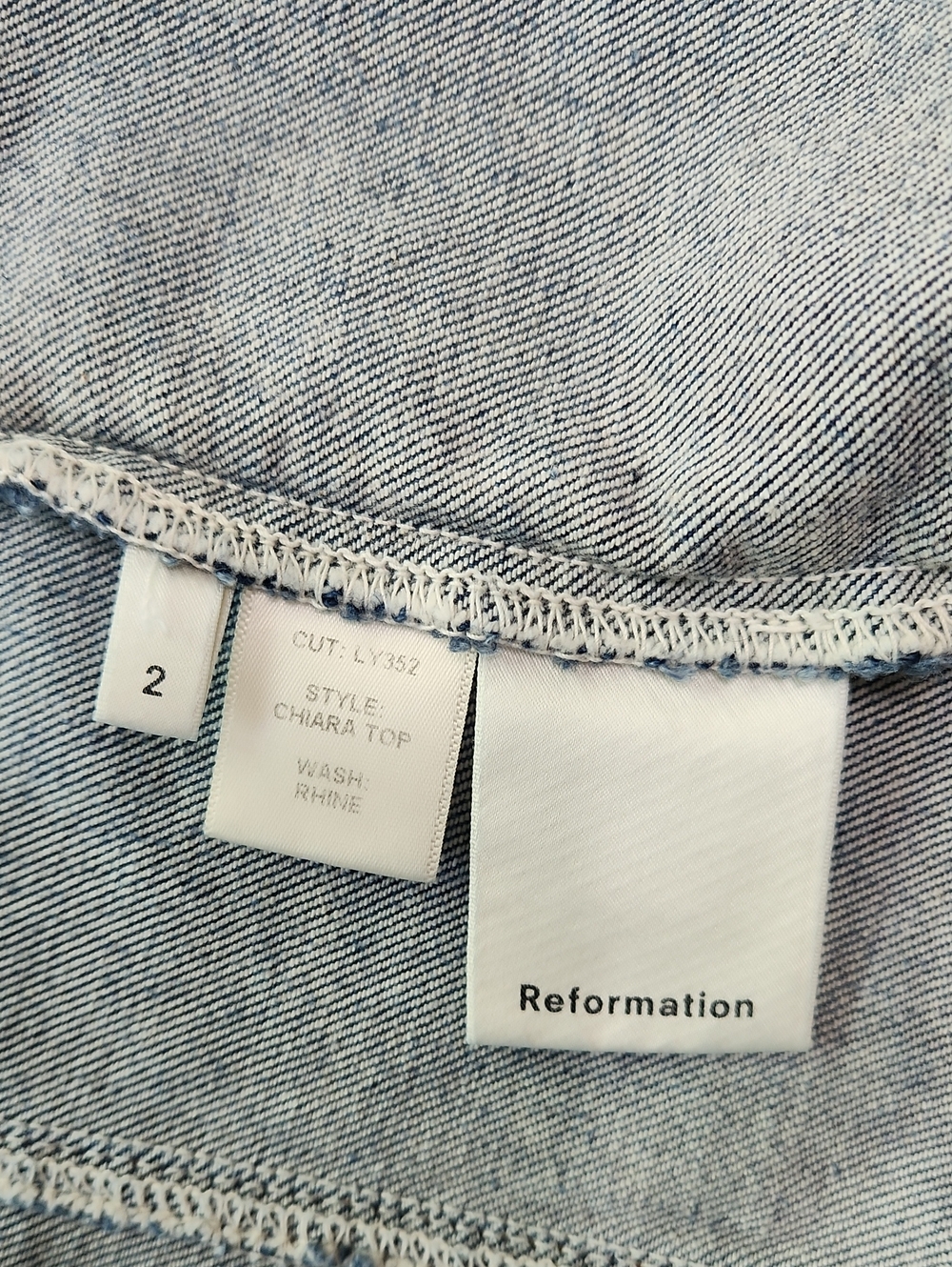 Reformation Chiara Denim Bustier Corset Tie Shoulder Top Size 2 - Picture 9 of 16